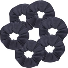 Meks Motique Accessories Large Solid Scrunchie - 6'lı Set - Koyu Gri