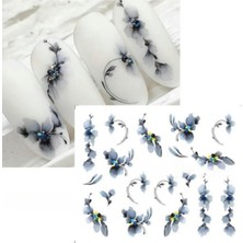 Meks Fontenay Tırnak Sticker Protez Tırnak Kalıcı Oje Süsleme, Nail Art Sticker Mavi