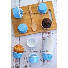 Meks 50'li Soft Pastel Mavi Muffin Cupcake Kalıbı Kek Kapsülü, Muffin Kek Kalıbı, Airfryer Uyumlu