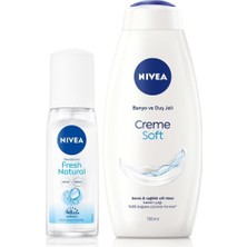 Meks Nivea Kadın Pump Sprey Deodorant Fresh Natural 75ML ve Creme Soft Yoğun Nemlendirici Duş Jeli 750ML
