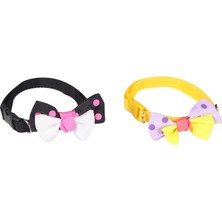 Meks X-Perk Papyonlu Kedi ve Köpek Boyun Tasması 2 Adet, Çok Renkli (Siyah ve Sarı), 34 Cm, Padded