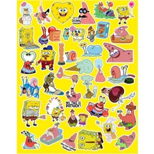 Meks Sünger Bob Kare Şort Seri 4 Sticker Telefon Laptop Notebook Tablet Defter Matara Stiker Etiket