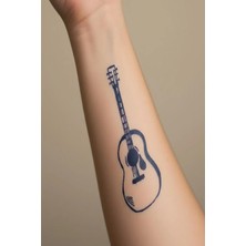 Meks Gitar Minimal Yarı Kalıcı Geçici Dövme 1 Ay Kalıcı Yapıştırma Dövme 5x5 cm
