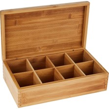 Meks Lipper International 8 Bölmeli Bambu Ahşap Çay Kutusu, 12-3/8 "x 7-3/8" x 3-3/5"