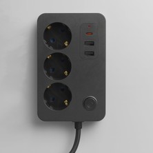 Meks 3 Prizli 3 USB Girişli Çocuk Akım Korumalı Topraklı Golyat Grup Şarj Fiş Priz 2 Metre Uzatma Kablos