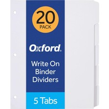 Meks Oxford Bağlayıcı Bölücüler Üzerine Boş Yazma, 1/5 Kesilmiş Sekmeler, 5 Sekmeli Sette 3 Delik Delici