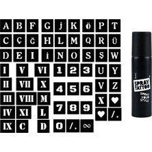 Meks Mega Spray Tattoo Geçici Dövme Yapma Seti Harf, Roma Rakamı ve Sayı