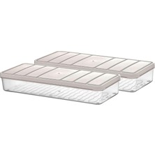 Meks Selka Home - Nora 2'li 1.2 Litre Küçük Boy Ekru Saklama Kabı