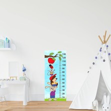 Meks Çocuk Odası Bebek Odası Boy Ölçer Boy Cetveli Sticker Hayvanlar Elma