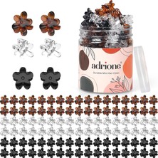 Meks Adrione Mini Saç Tokaları, Küçük Saç Tokaları, Çiçek 100 Paket, Kadınlar Için Küçük Saç Tokaları, I