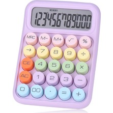 Meks Valkyrie Renkli Çok Şirin 12 Hane Mekanik Hesap Makinası Büyük Ekranlı 4 Fonksiyonlu Ev Ofis Okul M