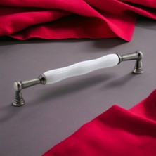 Meks Anav Porselen Antik Nikel Kulp 192 mm Mobilya Çekmece Mutfak Dolabı Dolap Kapak Kulpları Kulb Kulpu