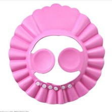 Meks Pembe Renk Banyo Şapkası Kız Çocuk Bebek Güvenli Şampuan Şapkası Bebek Ayarlanabilir Şampuan Koruyu