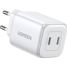 Meks Ugreen Nexode 45W Dual Usb-C Pd Şarj Cihazı (25W+20W), Beyaz