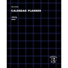 Meks Quoqa Monthly Calendar Planner 2024: 8 x 10 In, Flexible Cover - Black Blue
