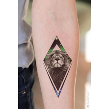 Meks Bearpear Neon Aslan Geçici Dövme Neon Lion Tattoo