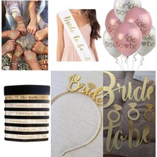 Meks Tinky Winky Bride To Be Seti 18 Parça 5 Geçici Dövme-5 Bileklik-1 Gold Metal Taç- 1 Kuşak- 5 Balon-