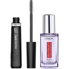 Meks L’oréal Paris Telescopic Lift Maskara + Revitalift Filler Aydınlatıcı Göz Serumu 20ML