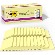 Meks POST-IT%100 Geri Dönüşümlü Kağıt Süper Yapışkan Notlar, 2x Yapıştırma Gücü, 3x3 Inç, 24 Ped/paket,