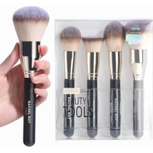 Meks Büyük Boy 4 Lü Allık Fondöten Kontur Allık Makyaj Fırçası Seti - Makeup Brush