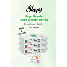 Meks Sleepy Yaprak Beyaz Sabunlu 150 Yer Temizlik Havlusu ve 50 gr Pamuk