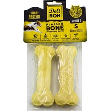 Meks Doggie Delibon Gerçek Deriden Pres Kemik, 12 CMX2PCS., Beyaz