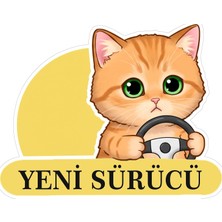 Meks Yeni Sürücü Sevimli Kedi Araba Etiketi & Sticker
