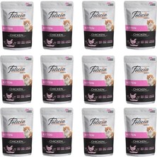 Meks Felicia Pouch Yaş Kedi Maması, Tavuklu, Tahılsız, Yavru Kedi (12 x 85 Gr)