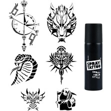 Meks Pusula Kobra Modelleri Spray Tattoo Geçici Dövme Seti Dark Siyah Sprey