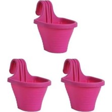 Meks Tom1 Askılı Balkon Saksı Seti, 20 Cm, 3 Litre 3 Adet Fuşya