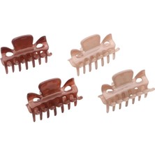 Meks Parcelona Fransız Klasik Çok Küçük 1 1/2" Pençe Klipsleri Sıkı Yaylı 4'lü Set Kız Saç Çene Pençe Kl