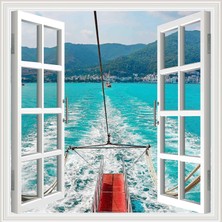 Meks Pencere Poster Duvar Kağıdı Deniz Dağ Yapışkanlı Sticker