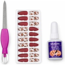 Meks Profesyonel Takma Tırnak Kit Yapıştırıcılı Press On Nail Set Kolay Tak Çıkar Dayanıklı Manikür Akse