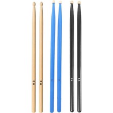 Meks Chroma Baget - Davul - 3 Çift Bateri Bageti Drumsticks 5A Pürüzsüz Yüzey Renkli