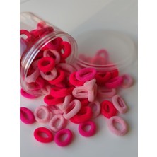 Meks Saç Lastikleri Seti, Pembe Tonları, Yumuşak Kumaş Kaplı, Halka Şekilli, Karışık Renkli