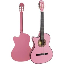 Meks Midex CG-396PK Solak Klasik Gitar Pembe Renk Full Set Sap Ayarlı 4/4 Yetişkin Boy