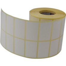 Meks Kuşe Etiket 50MM x 30MM Ruloda 3000 Adet Yan Yana 2 Li 40MM Kuka Çapında Barkod Yazıcı Etiketi