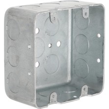 Meks Raco Hubbell 680 Kare Anahtar Kutusu, 10,2 Cm, 2 Cihaz, 5,4 cm Derinlik, 1,3 cm Yan Çıkış, Çelik