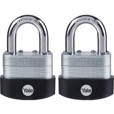 Meks Yale Lamine Asma Kilit 2'li Set, 5.6 cm Genişlik, 3 cm Kelepçe, Aynı Anahtarlı