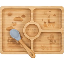 Meks Citron Citron Bölmeli Organik Bambu Kare Yemek Takımı 1073568