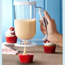 Meks Hamur Porsiyonlayıcı 900ML, Pankek ve Kek Hamuru Dağıtıcı, Damlatmaz Mekanizma, Ölçekli Şeffaf Gövd