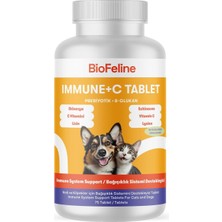 Meks Biofeline Immune C Tablet ve Kedi ve Köpekler Için Bağışıklık Sistemi Desteği ve 75 Tablet