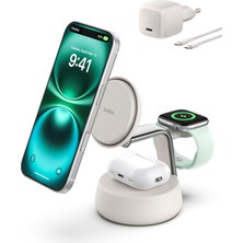 Meks Belkin Ultracharge Pro Magsafe Uyumlu 3’ü 1 Arada Qi2 25W Kablosuz Şarj Cihazı, Iphone 17, Apple Wa