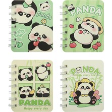 Meks 4 Pcs A7 Panda Carnet À Spirale, Dessin Animé Animal Panda Ours Petit Journal De Poche Relié Relié