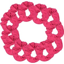 Meks Motique Accessories 12 Paket Düz Saç Bağları Scrunchies (Canlı Pembe)