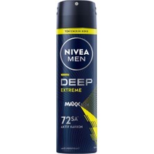 Meks Nivea Men Erkek Sprey Deodorant Deep Extreme 150ML, 72 Saat Anti-Perspirant Ter Koruması, Enerjik K