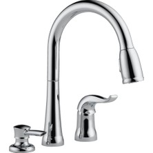 Meks Delta 16970-SD-DST Single Griff Pull-Down-Mutfak Armatürü Sabunluklu, Krom