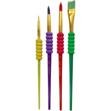 Meks Samur Sentetik Fırça Seti, 4'lü, Sünger Tutmalı, Akrilik ve Yağlı Boya Için, 2.5mm