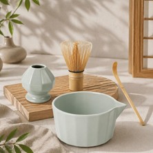 Meks 4lü Matcha Set Kase Kaşık Whisk Tutucu Bambu Whisk Çırpıcı ve Bambu Kaşık MT248