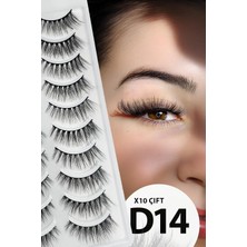 Meks Ruby Face Doğal Görünümlü Ipek Bütün 10LU Takma Kirpik Seti- 10 Çift Gerçek Takma Kirpik- Model: D1